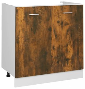 füstös tölgyszínű szerelt fa alsó mosogatószekrény 80x46x81,5cm
