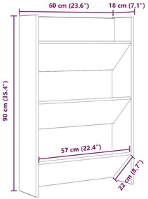 Cipőszekrény polcokkal Öreg fa 60 x 18 x 90 cm Faanyag