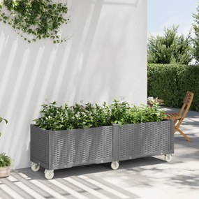 vidaXL világosszürke PP rácsos kerekes ültetőláda 160 x 50 x 54 cm