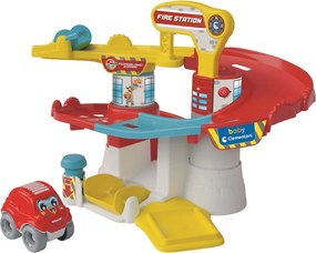 Tűzoltó állomás Fun készségfejlesztő szett bukfencező kisautóval Clementoni
