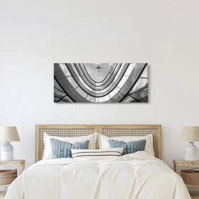 Kép - Repülőgép az épület felett (120x50 cm)