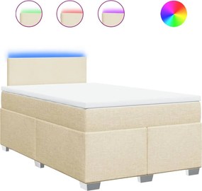 vidaXL krémszínű szövet rugós ágy matraccal 120 x 200 cm