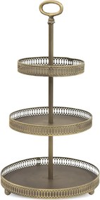 Patera Barna Arany 50cm Fém 3 Szintes Loft Retro
