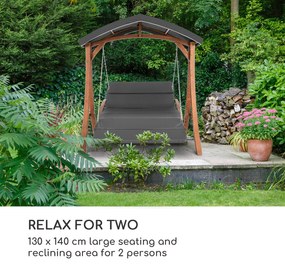 Aruba, kerti hinta, napellenző, 130 cm, kétszemélyes, masszív fa, szürke