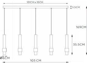 Lucide 24402/30/96 -LED Dimmelhető csillár zsinóron MARGARY 5xLED/4,2W/230V réz