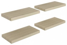 4 db tölgyszínű MDF lebegő fali polc 50 x 23 x 3,8 cm