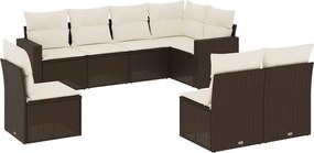 vidaXL 8 részes barna polyrattan kerti ülőgarnitúra párnákkal
