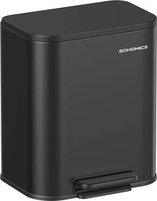 Konyhai pedálos szemetes, 20 literes acél kuka, tintafekete