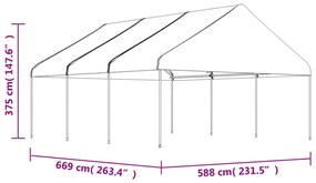 fehér polietilén pavilon tetővel 6,69 x 5,88 x 3,75 m