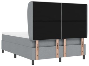 Boxspring Ágy Mattal - Világosszürke, 140x200 cm, Szövet