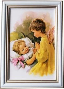 Vászonkép 10x15cm Őrangyal keret fehér