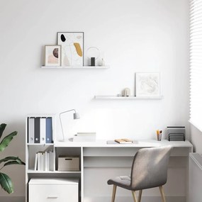 vidaXL Falpolc polcokkal 2 pcs Fehér márvány 80 x 9 x 3 cm Faanyag