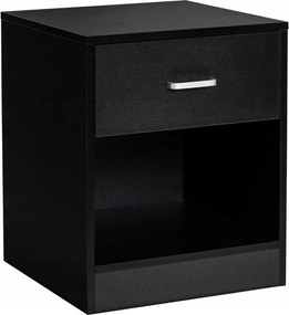 Modern Éjjeli Asztal Fa Fiókkal 1 Db Fekete Színben