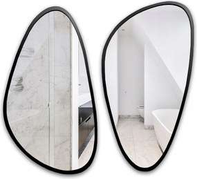 Selenit két darabos szabálytalan tükör szett fekete Mdf keretben 130x114