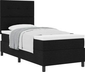 vidaXL Boxrugós ágy matracmal fejtámlával Fekete 90 x 190 cm szövet