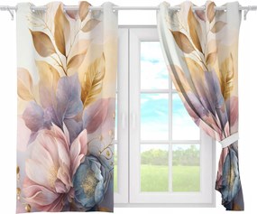 Függöny Kész Átvezetők Rövid 140x160 Átvezető Függöny Virágok 142