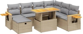 vidaXL 8 részes bézs polyrattan kerti ülőgarnitúra párnával