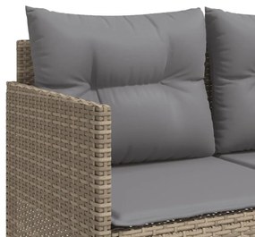 bézs polyrattan napozóágy párnával