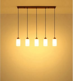 Globo 15977-5H - Kábelre függesztett csillár ROWENA 5xE27/60W/230V tölgy/fehér