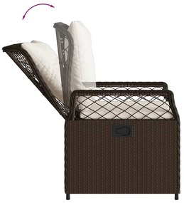 3 részes barna polyrattan kerti étkezőgarnitúra párnával