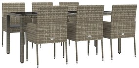 7 részes szürke polyrattan kerti étkezőgarnitúra párnával