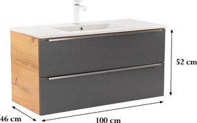 Vario Trim 100 alsó szekrény mosdóval tölgy-antracit