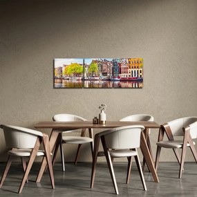 Kép - Táncoló házak, Amszterdam (órával) (90x30 cm)