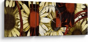Virágok képe (órával) (90x30 cm)