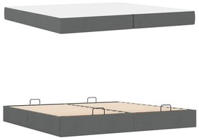Ágykeret tárolóval Sötétszürke 200 x 200 cm szövet