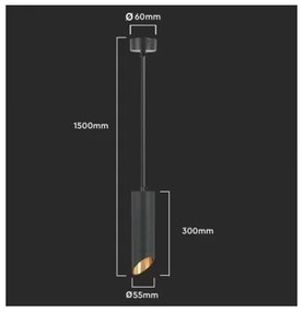 Csillár rúdon 1xGU10/35W/230V 30 cm fekete