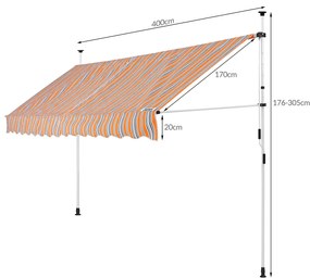 Deuba Napellenző 400 cm - narancssárga/kék
