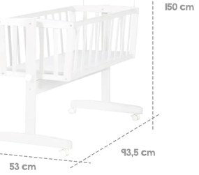 Fehér gurulós baldachinos bölcső 40x90 cm Adam &amp; Eule – Roba