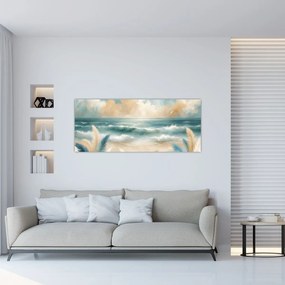 Kép – Festett strand lágy színekben (120x50 cm)