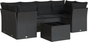 vidaXL 7 részes fekete polyrattan kerti ülőgarnitúra párnával
