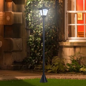 Outsunny Napelemes kerti lámpa, LED, 30 lumen, napelemes, talajra szerelhető tüske, 120 cm, fekete