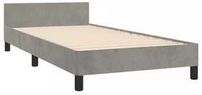 világosszürke bársony ágykeret matrac nélkül 90x200 cm