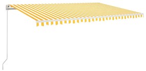 sárga-fehér szélérzékelős és LED-es napellenző 500 x 350 cm