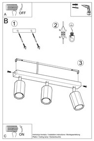 Sollux SL.1030 - Spotlámpa ZEKE 3xGU10/40W/230V tölgy