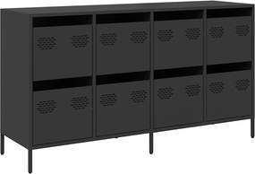 vidaXL fekete hidegen hengerelt acél tálalószekrény 135x39x73,5 cm