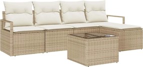 vidaXL Kanapé Szett párnával tárolóval 6 pcs Beige és krém polirattan
