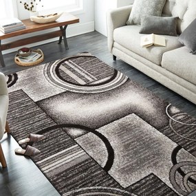 Modern szürke-barna szőnyeg absztrakt körökkel Szélesség: 160 cm | Hossz: 220 cm