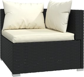 7 részes fekete polyrattan kerti ülőgarnitúra párnákkal