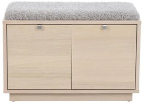 Szürke-natúr színű ülőkés cipőtartó tölgyfa dekorral Confetti – Rowico