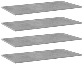 4 db betonszürke szerelt fa könyvespolc lap 80 x 40 x 1,5 cm
