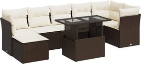 vidaXL 8 részes barna polyrattan kerti ülőgarnitúra párnákkal