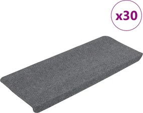 vidaXL 30 db szürke öntapadó lépcsőszőnyeg 65x24,5x3,5 cm