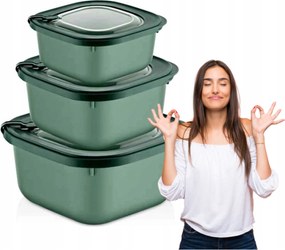 Ételtároló dobozok Ételtároló doboz szett 3 db-os légmentesen záródó négyzet alakú