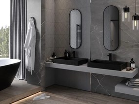 Mexen Loft ovális fürdőszobai tükör 100 x 35 cm, fekete keret - 9851-100-035-000-70