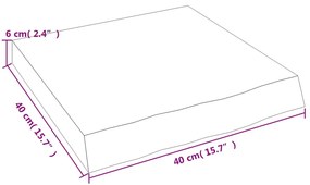 sötétbarna kezelt tömör tölgyfa fali polc 40x40x(2-6) cm