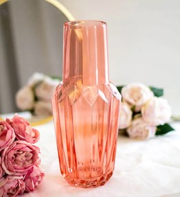 Magas üveg virágváza Crystal lazac 37 x 9,5 cm ajándék